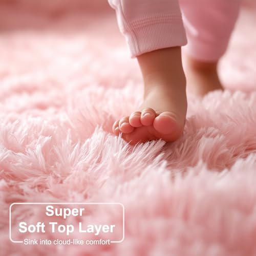 Amdrebio Pink Large Kids Area Rug 8x10 for Living Room Girls Bedroom Carpet - Image 2