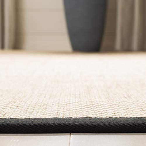 SAFAVIEH Natural Fiber Area Rug 8x10 Large Textured, Marble & Black NF143A - Image 4