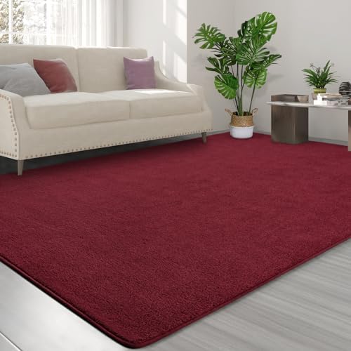 FlyDOIT Area Rugs for Bedroom Living Room, 6x9 Rose Red Super Soft Comfy Thickened Memory-Foam Indoor Carpets, Modern Aesthetic Minimalist Carpet for Boys Girls Adults Apartment Nursery Home Décor - Image 3
