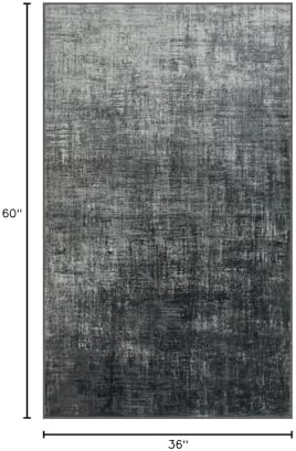 Lahome 3x5 Black Rugs for Entryway,Boho Kitchen Rugs Non Slip Washable,Modern Abstract Ombre Small Soft Low-Pile Indoor Floor Carpet for Bathroom Bedroom(3'x5',Black and White) - Image 2