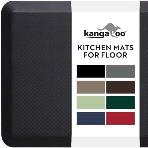 KANGAROO Cushioned Anti Fatigue Kitchen Mats for Floor, 20x58 Black by Kangaroo