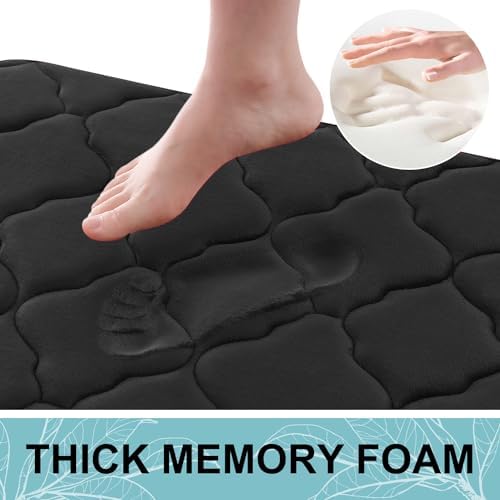 OLANLY Memory Foam Bath Mat Rug 36x24, Ultra Soft and Absorbent Bathroom Rugs, Non-Slip, Comfortable, Machine Washable Bath Carpet for Bathroom Floor, Tub, Shower and Home Decor Accessories, Black - Image 4