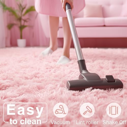 Amdrebio Pink Shag Plush Runner Area Rug 2x6 for Girls Bedroom Kids Room - Image 6