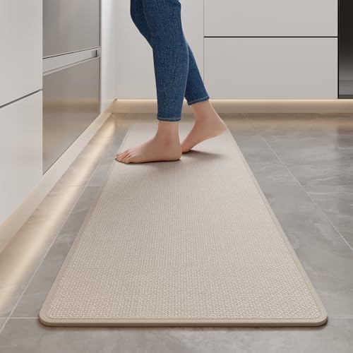 YDKGL Long Kitchen Runner Rugs Kitchen Mat Non Slip Washable Beige 17"x59" by YDKGL