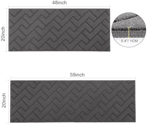 hicorfe Kitchen Runner Rug,20"x59"+20"x48" Kitchen Set,Non-Slip Kitchen Mat - Image 2