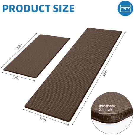 Kitchen Mats for Floor, [2PCS] Anti-Fatigue Kitchen Rugs, Brown - Image 2