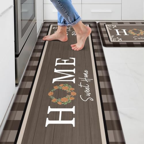 Kitchen Mats 2PCS, Anti Fatigue Rugs, 17.3x30+17.3x70in, Brown by Unknown