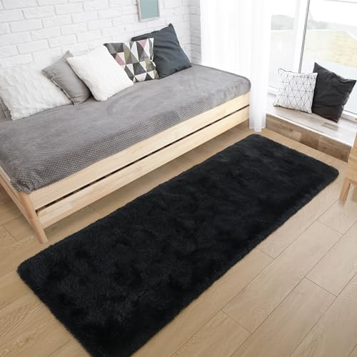 Tepook Black Soft Runner Rugs for Bedroom 2x6 ft with Rubber Backing - Image 2