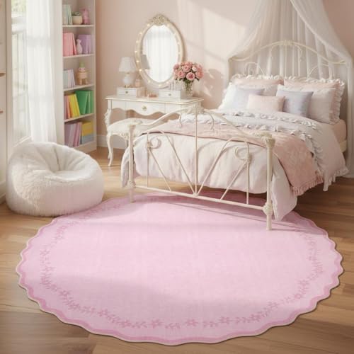 GarveeHome Round Rugs 6ft Scalloped Washable Circle Rug for Dining Room - Image 2