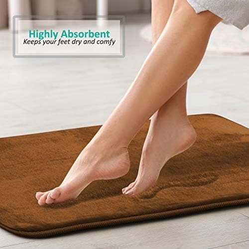 Clara Clark 2 Piece Bathroom Rugs, Velvet Memory Foam Bath Mat Set, Non-Slip Bath Rugs, Machine Wash, Dries Quickly, Ultra Soft Plush Bath Mats for Bathroom, 17 x 24 + Contour, Brown - Image 7