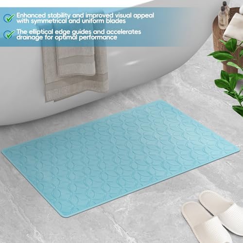 Non-Slip Rubber Bathtub Mat with Suction Cups, 17 × 35 Inch (Blue) - Image 6
