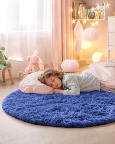 Smiry Round Area Rugs for Living Room Bedroom 3x3 ft, Fluffy Carpet - Image 5