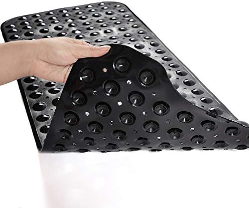 TEESHLY Bathtub Mats for Shower Tub, Extra Long Non-Slip 39 x 16 Inch Bath Mat with Drain Holes and Suction Cups, BathMat for Bathroom with Machine Washable (Opaque Black) - Image 2