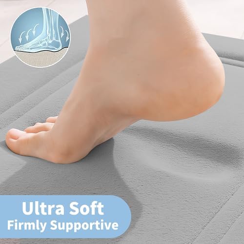 Cupic Cupid Memory Foam Bath Mat 24"×36", Non Slip Bathroom Rugs, Gray - Image 3