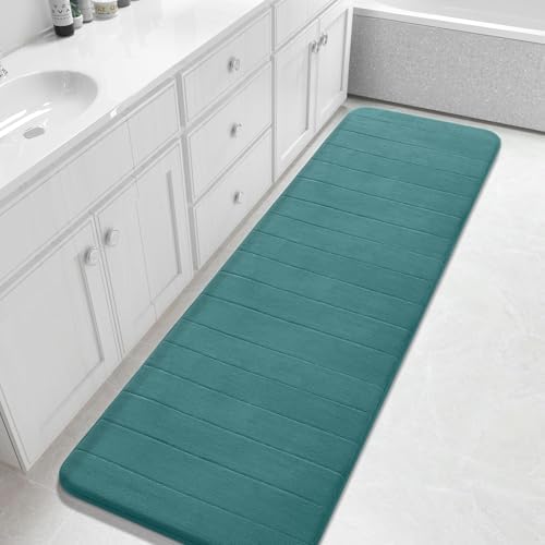 Yimobra Bathroom Runner Rugs 72"x24" Non Slip Washable Memory Foam Bath Mat, Super Soft Water Absorbent Hallway Carpet for Vanity Tub Shower, Teal by Yimobra