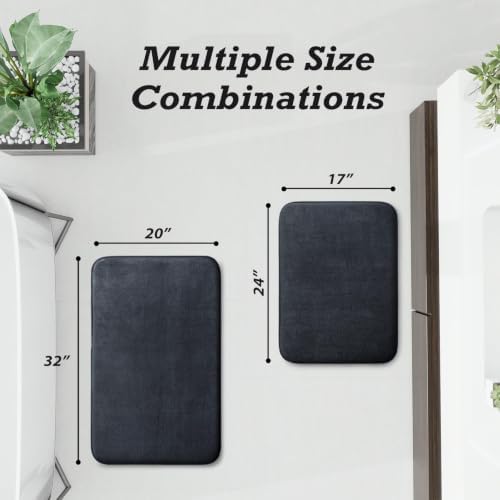 HUXMEYSON Bathroom Rugs Sets 2 Piece, Non-Slip & Quick Dry Bath Mat Set, Ultra Soft Velvet Bath Rugs for Bathroom, Toilet and Shower Floor, Dark Grey - Image 2