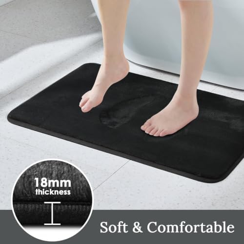HUXMEYSON 3-Piece Memory Foam Bathroom Rug Set, Black - Image 3