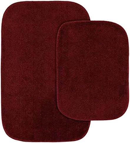 Garland Rug Traditional Nylon Washable Chili Pepper Red 2 Bath Rugs (17" X 24", 21" X 34") - Soft, Absorbent, And Stylish for Your Bathroom by Garland+Rug
