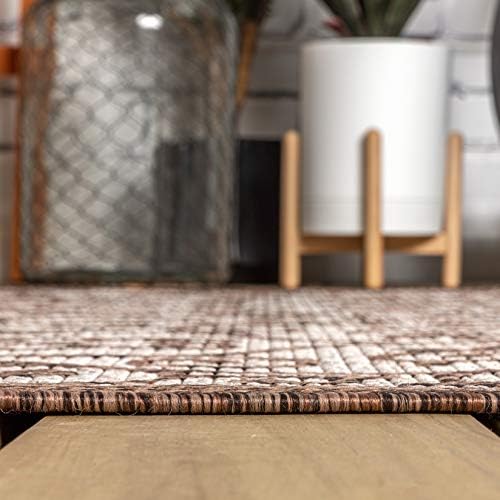 JONATHAN Y Vintage Filigree Indoor Outdoor Square Area Rug 8X8 Taupe/Espresso, Madrid Textured Weave for Backyard, Patio, Porch, Easy-Cleaning, High Traffic, Pet-Friendly, Non-Shedding (SMB107C-8SQ) - Image 6