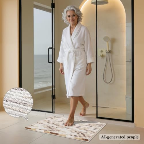 BSICPRO Bathroom Rugs Sets 2 Piece, Modern Bath Mat 20"x32"+16"x24", Beige - Image 3