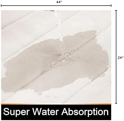 Yimobra Long Bath Mat 44"x24", Super Soft Quick Dry Memory Foam Bathroom Rug, Water Absorbent, Non Slip Backing Machine Washable for Tub Shower, Thick Comfort Support, Cream - Image 2