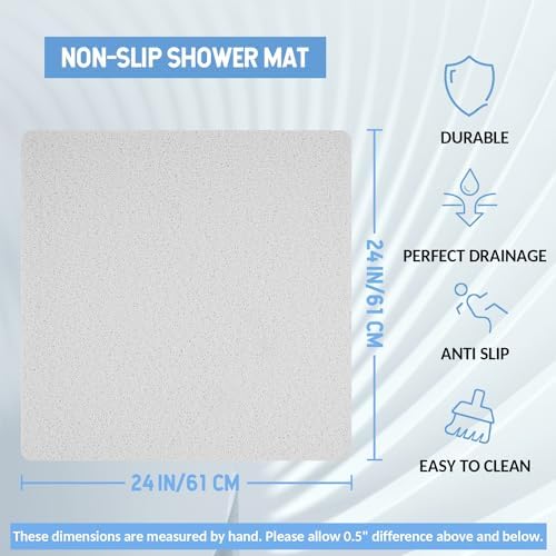 Hargiis Non-Slip Bathtub Mat, Anti Slip Shower Mat, Fast Drying Bathtub Mats, Foot Scrubber Mat, Anti Slip Mat for Tub, Floor, Bathroom, Kitchen, Home, Hotel (White 24"×24") - Image 2