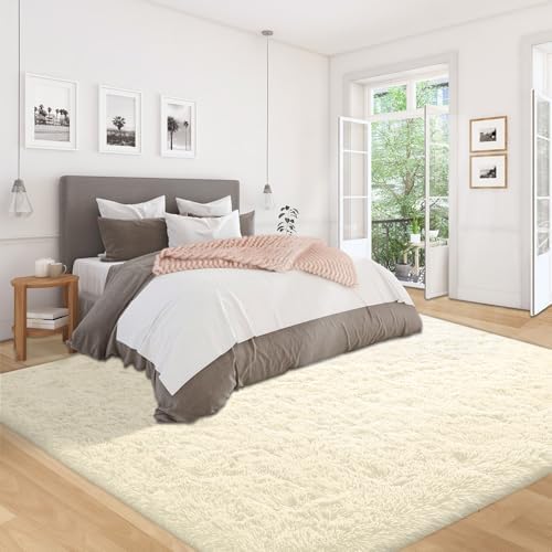 5x8 Area Rug for Living Room: Fluffy Shag Soft Washable Rugs Fuzzy Plush Indoor Carpet for Bedroom Nursery Playroom Dorm Kids Girls Boys Room (Cream White, 5'x8') - Image 6