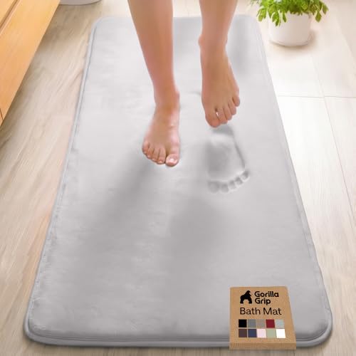 GORILLA GRIP® Memory Foam Bath Rug for Bathroom, 60x24 Light Gray by GorillaGrip