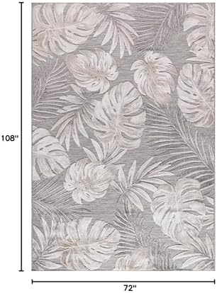 CAMILSON Indoor Outdoor Rug, Beige 6’x9’ Leaf Tropical Botanical Area Rugs for Indoor and Outdoor patios, Easy-Cleaning Non-Shedding Living Room, Garden and Kitchen Washable Outside Carpet (6x9) - Image 2