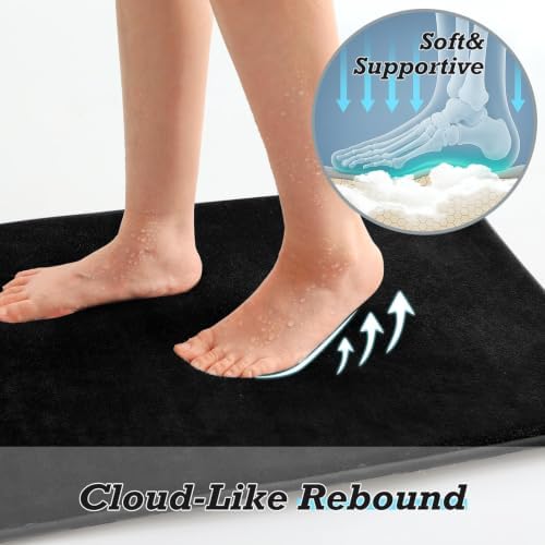 HUXMEYSON Bathroom Rugs Sets 2 Piece, Non-Slip & Quick Dry Bath Mat Set, Ultra Soft Velvet Bath Rugs for Bathroom, Toilet and Shower Floor, Black - Image 7