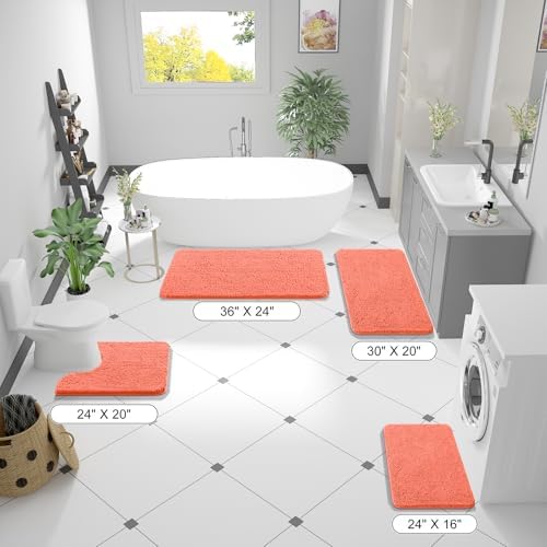 OLANLY Bathroom Runner Rugs 59x24, Extra Soft Absorbent Chenille Bath Rugs - Image 2