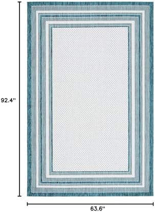 SAFAVIEH Courtyard Outdoor Area Rug 5'3"x7'7", Ivory & Teal CY8475-53512 - Image 2