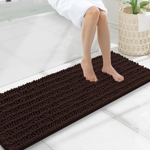 Smiry Bathroom Rugs 47X17, Extra Soft Rubber Backing Chenille Bath Mats by Smiry