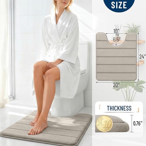 OLANLY Memory Foam Toilet Rugs U Shaped 24x20, Super Soft and Absorbent - Image 4
