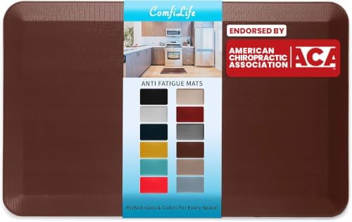 ComfiLife Anti Fatigue Floor Mat – 3/4 Inch Thick Kitchen Mats for Floor, Standing Desk Mat, Kitchen Rug – Comfort at Home, Office – Durable – Stain Resistant – Non-Slip Bottom (20" x 32", Brown) by ComfiLife