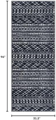 KUTA Washable Runner Rug 2.6x8 Vintage Black Boho Hallway Runners - Image 2