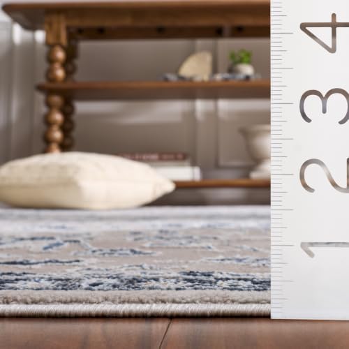 SAFAVIEH Parker Area Rug 5'3"x7'6", Textured Ivory & Navy PRK158E - Image 4