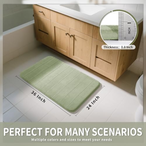 Yimobra Large Bath Mat 36"x24", Super Soft Quick Dry Memory Foam Bathroom Rug, Water Absorbent, Non Slip Backing Machine Washable for Tub Shower, Thick Comfort Support, Sage Green - Image 2