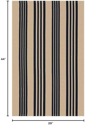IOHOUZE 2.3x3.6 Striped Outdoor Doormat, Washable Front Door Rug, Black Tan - Image 2