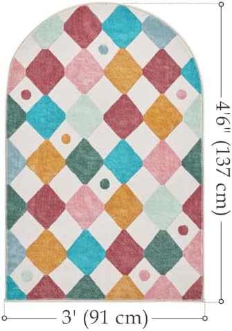 jinchan 3x5 Washable Kids Rug Colorful Study Corner Arch Chair Mat Confetti - Image 2
