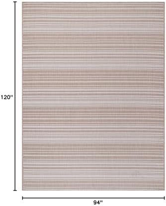 Luul Home Stripe Outdoor Rug 8x10 Washable Outside Carpet for Indoor Patio Porch Waterproof Easy Cleaning Non Shedding Area Rugs Beige 8 x 10 - Image 2