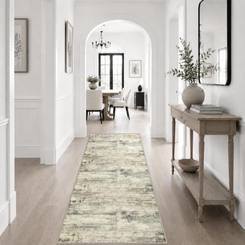 2x6 Washable Runner Rug：Modern Abstract Soft Carpet Ash Brown - Image 5