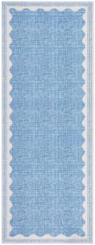 GarveeHome 2.5x8 Runner Rug for Hallway Washable Kitchen Rugs Non Slip Solid Blue Modern Minimalism Soft Low-Pile Scalloped Indoor Carpet for Entryway Laundry Room Floor Mats - Image 5