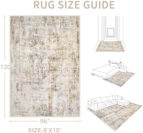 Area Rugs 8x10 Living Room: Washable Rug Modern Abstract Large Rugs Soft Non Slip Neutral Rug Stain Resistant Indoor Carpet for Bedroom Kitchen Dining Room Home Office Rugs(Blue Brown,8'x10') - Image 2