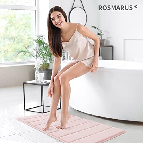ROSMARUS Memory Foam Bath Mat, 17''x24'', Pink - Image 2
