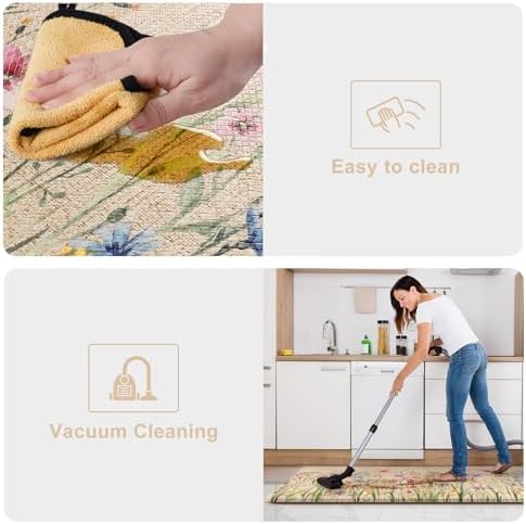 KIMODE Anti Fatigue Mats for Kitchen Floor, Farmhouse Floral Kitchen Rugs - Image 5