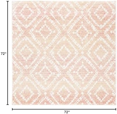 SAFAVIEH Adirondack Collection Area Rug - 6' Square, Rose & Gold, Modern Diamond Distressed Design, Non-Shedding & Easy Care, Ideal for High Traffic Areas in Living Room, Bedroom (ADR131Q) - Image 2