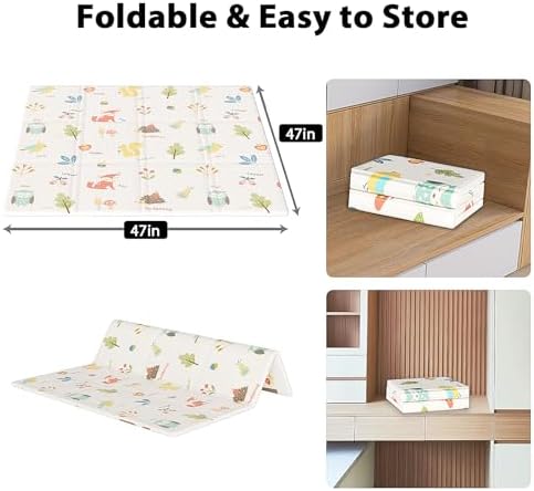 XVISHX Baby Play Mat, 50 x 50 Inch Play Mat Perfect for Use Baby Playpen, Foldable Baby Foam Playmat for Floor, Portable Waterproof Activity PlayMats for Babies, Infants and Toddlers - Image 6