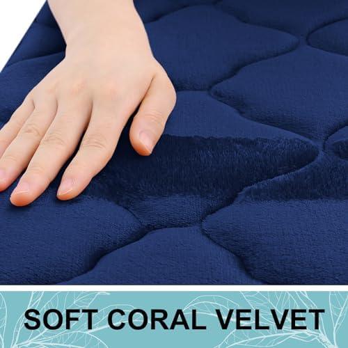 OLANLY Memory Foam Bath Mat Rug 24x16, Ultra Soft and Absorbent Bathroom Rugs, Non-Slip, Comfortable, Machine Washable Bath Carpet for Bathroom Floor, Tub, Shower and Home Decor Accessories, Navy - Image 3