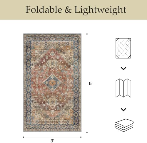 GENIMO Indoor Outdoor Rug, Washable for Patio and Deck, Dusty Blue, 3x5 - Image 2